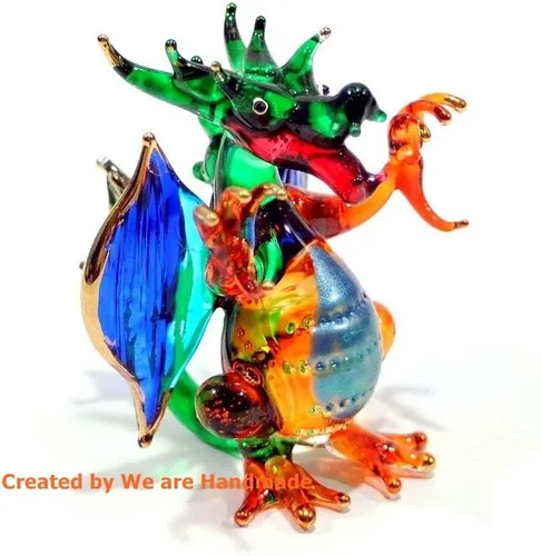 Vista 7 de Figuras de dragón hechas a mano de cristal soplado de 2 pulgadas, ideas de regalo de casa de muñecas coleccionables, animales de cuento de hadas