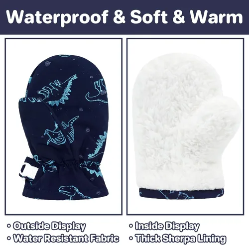 Vista 24 de QikQik Guantes de invierno impermeables para niños pequeños - Guantes de nieve para bebés