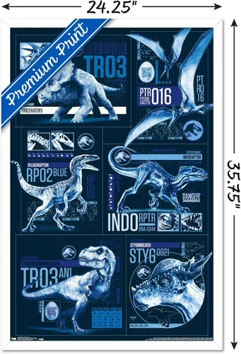 Vista 37 de Trends International Jurassic World: Fallen Kingdom - Póster de pared con cuadrícula, 14.725 x 22.375 pulgadas, versión enmarcada de madera