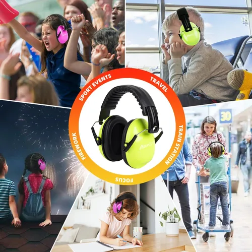 Vista 7 de MelonArt Paquete de 2 auriculares con cancelación de ruido para niños y adultos, protección auditiva para autismo, sensorial, reducción de ruido