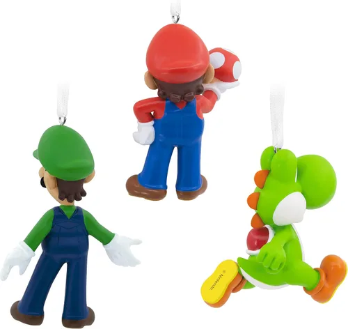 Vista 2 de Hallmark Nintendo Super Mario, Luigi y Yoshi Adornos de Navidad, juego de 3