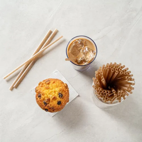 Vista 7 de Restaurantware-Basic Nature Disposable Straws,Sustainable Straws - Sturdy, Won't Alter Flavors, Brown PLA/Coffee Ground Straw, For Hot And Cold