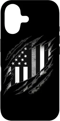 Vista 32 de Correctional Correctional Officers Silver Line - Carcasa para iPhone 16 con la bandera estadounidense