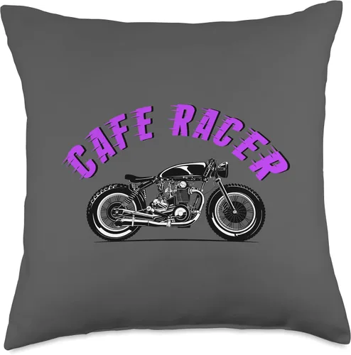 Vista 4 de American Cafe Racer Motorcycle Apparel and Merch Cafe Racer Biker Men Women Adult Teens Boys Girls Kids Youth Throw Pillow, 16x16, Multicolor