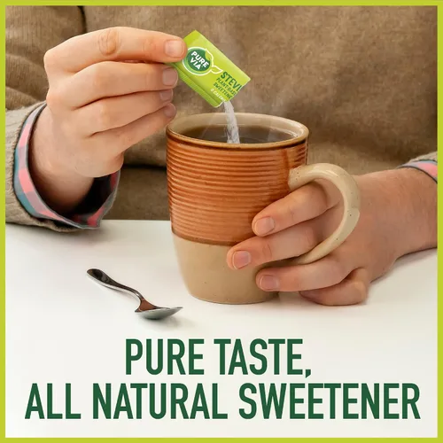 Vista 4 de PURE VIA Paquetes de edulcorantes de stevia, sustituto del azúcar, edulcorante natural, sin eritritol, paquetes de edulcorantes naturales cero