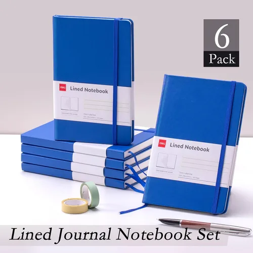 Vista 2 de deli Paquete de 6 cuadernos Moleskine con rayas azules para el trabajo, cuadernos A5 (5.5 x 8.3 pulgadas), 160 páginas de tapa dura, cuadernos