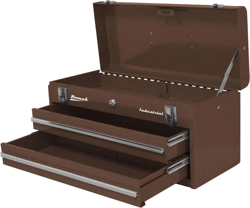 Vista 2 de Homak Industrial - Caja de herramientas de fricción de 20 pulgadas con 2 cajones, revestimiento en polvo marrón Winkle, BW00202200