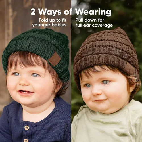 Vista 3 de Paquete de 3 gorros de bebé, sombreros para recién nacido, sombreros para bebé, sombreros para niña, gorro para recién nacido, gorro de invierno