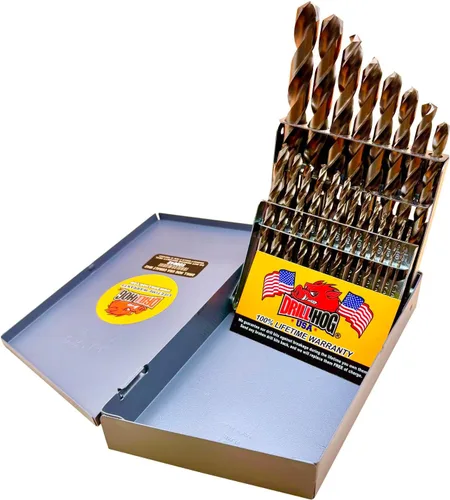 Vista 4 de Juego de 21 brocas cobalto M42 de 1/16" a 1/2" por 32nds Drill Hog®