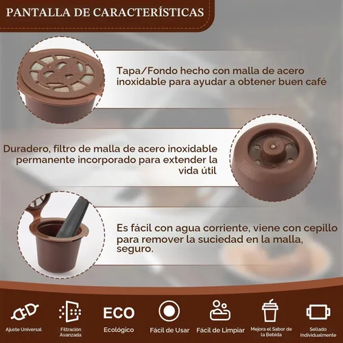Vista 4 de Cápsulas de café reutilizables recargables para tazas Nespresso