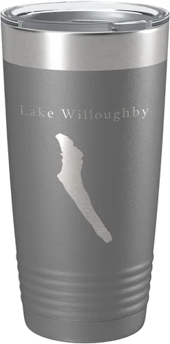 Vista 7 de Lake Willoughby Map Tumbler Travel Mug Insulated Laser Engraved Coffee Cup Vermont 20 oz Black