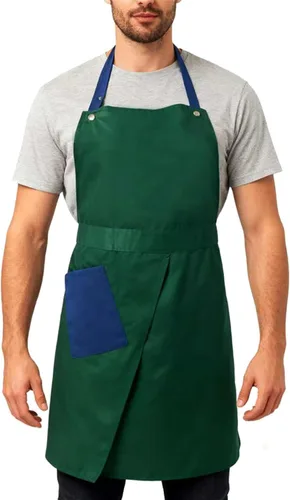 Vista 7 de Tanto hombres como mujeres chefs pueden utilizar delantales de bolsillo, adecuados para cocinar en la cocina, hornear, pintar, cuello redondo