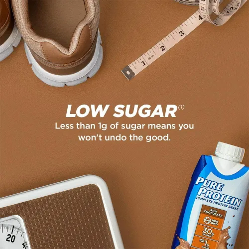 Vista 4 de Pure Protein Batido de proteína de chocolate 1.06 oz de proteína completa listo para beber y amigable para keto Vitaminas A, C, D y E más zinc