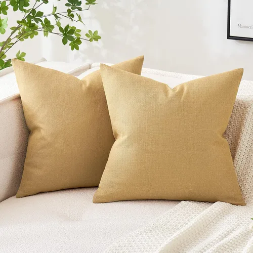 Vista 10 de MIULEE - Paquete de 2 fundas de almohada decorativas de lino de arpillera costera, estilo granja, para sofá, coche, sillón, dormitorio, sala de Azul