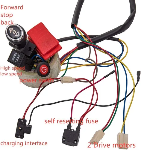 Vista 4 de weelye Juego completo de cables modificados para automóvil de 12 V, juego completo de cables de control remoto, caja de cambios con motores