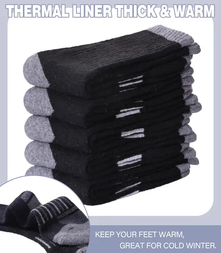 Vista 4 de Calcetines de senderismo de lana merino para niños y niñas, para invierno, cálidos, gruesos, térmicos, calcetines de regalo, 6 pares