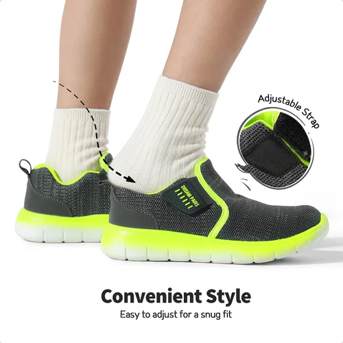 Vista 2 de DREAM PAIRS Zapatos deportivos para niños y niñas, tenis EZ-Ons MightyMovers para correr, atlético, descalzo, sin caída, tenis deportivos