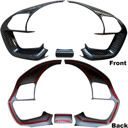 Vista 3 de Ruihe Funda de volante de color de fibra de carbono moldura apta para Hyundai Elantra, Santa Cruz, Tucson 2021-2025 diseño universal y accesorio