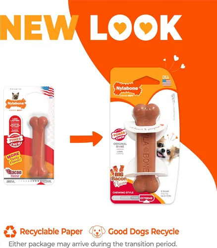 Vista 3 de Nylabone Power Chew Juguete masticable duradero con sabor, para perros extrapequeños, para masticadores agresivos, indestructibles, sabor tocino
