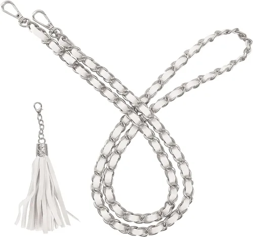 Vista 14 de VanEnjoy Correa de cadena para bolso con borla, piel de microfibra, repuesto para correas de hombro para bolso de 47 pulgadas Negro