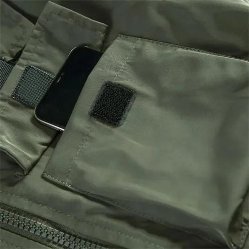 Vista 2 de Men Bomber Multiple Pockets Tooling Good Quality Outerwear Fit Aviator Jackets Coats Black
