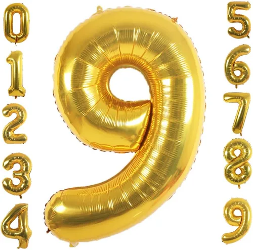 Vista 10 de Globos de papel de aluminio dorado (número 1, 40 pulgadas)