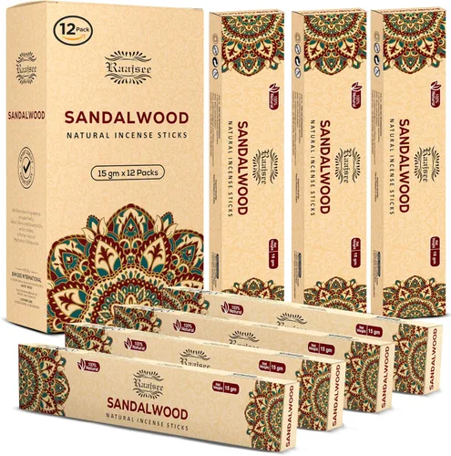 Vista 12 de Raajsee Varitas de incienso (6.35 oz), 100% puras orgánicas y naturales, enrolladas a mano, sin productos químicos, perfectas para aromaterapia