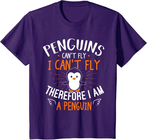 Vista 30 de Penguins Can't Fly Shirt - Camiseta de regalo para amantes de los pingüinos, Azul Azul Marino