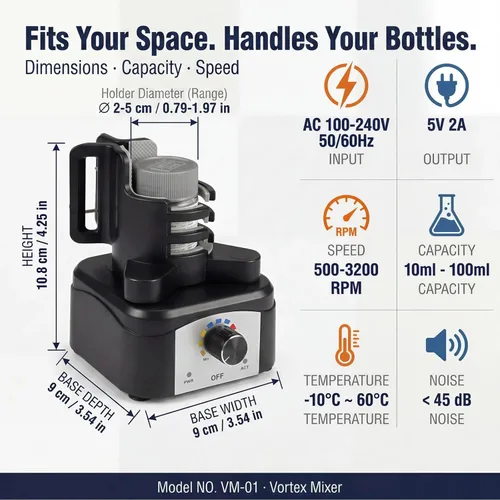Vista 6 de Mezclador y Agitador Vortex, Velocidad Ajustable de 500-3200 RPM - Mezclador Eléctrico de Pintura de Manos Libres para Pinturas de Modelos de Hobby
