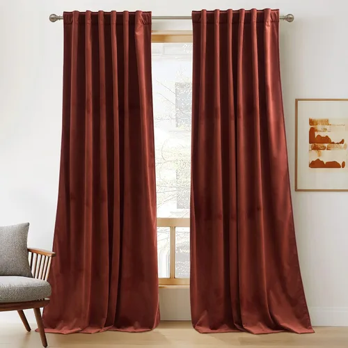 Vista 16 de RYB HOME Cortinas 100% opacas de terciopelo blanco para dormitorio, pestaña trasera y bolsillo para barra, aislamiento térmico, cortinas