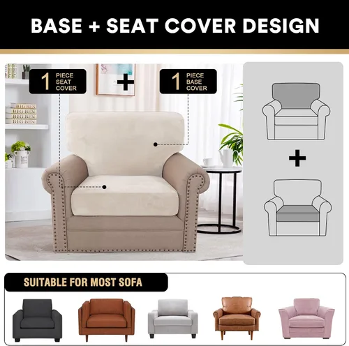 Vista 3 de PrinceDeco Fundas para sillas de terciopelo de varias piezas, fundas de cojín para sofá, fundas de cojín lavables, fundas de cojín de asiento