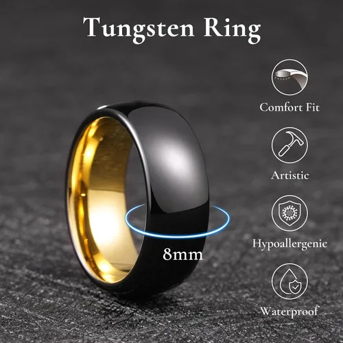 Vista 126 de King Will Alianza de boda de carburo de tungsteno para hombres y mujeres, anillos de promesa para parejas abovedados de alto pulido