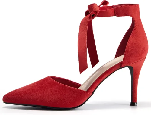 Vista 4 de Zapatos de tacón alto puntiagudos para mujer, con lazo al tobillo, clásicos, para oficina, especial, para fiesta