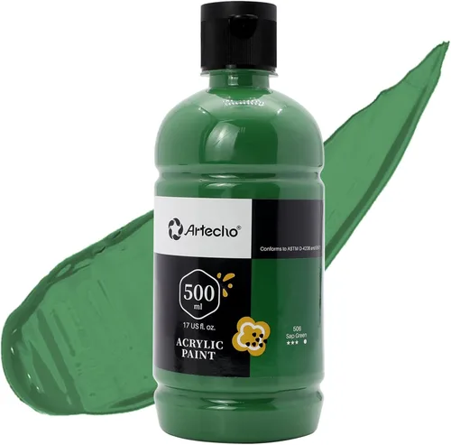 Vista 15 de Artecho Juego de pintura acrílica de 12 colores en envases grandes (500ml/17oz), pintura para manualidades artísticas para suministros de arte