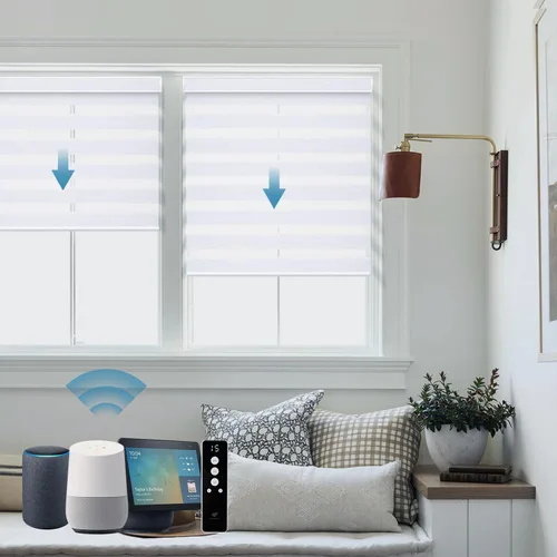 Vista 20 de SmartWings - Persianas motorizadas de cebra con control remoto, persianas de filtrado de luz inteligentes y semitransparentes para ventanas