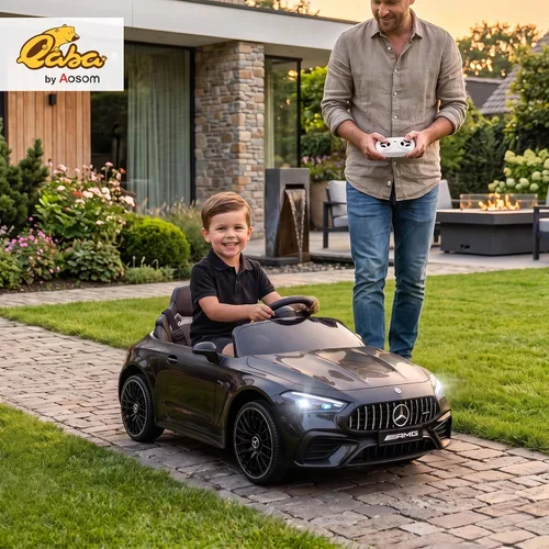 Vista 2 de Qaba Coche eléctrico de 12 V con licencia Mercedes AMG CLE 53 Ride On Car Negro