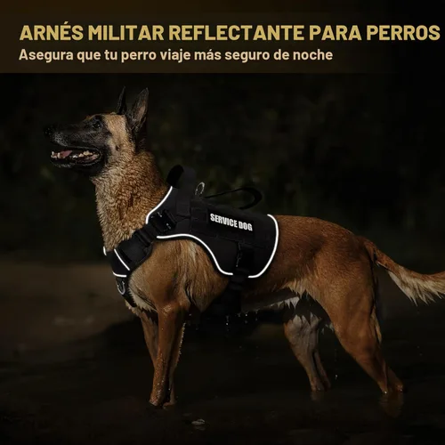 Vista 7 de WINSEE - Chaleco para perro Molle con hebilla de metal, 2 unidades, con 10 parches para mascotas Tactical Dog Harness for Medium Dog, No-pull