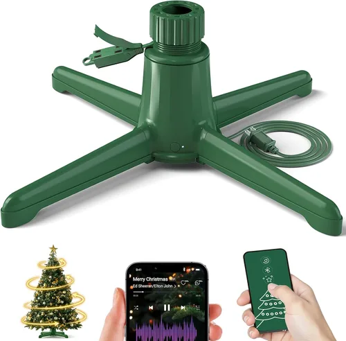 Vista 7 de Soporte giratorio para árbol de Navidad de 360° con control remoto
