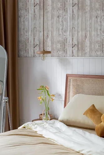 Vista 4 de Papel de contacto de madera, papel tapiz de madera, pega y despega, rolla de papel autoadhesivo extraíble, aspecto de grano de madera rústico