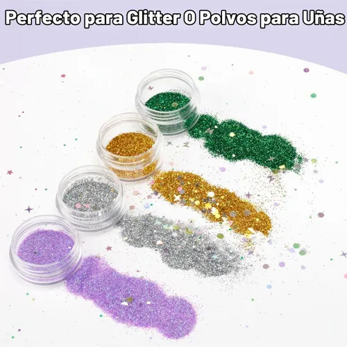 Vista 8 de 10 Gram 20 Unidades de Envases de Muestra, Pequeños Envases de Plástico con Tapa, Envases de Muestra Vacíos con Etiquetas y Mini Cucharas Negro