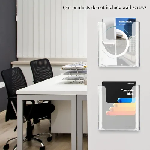 Vista 5 de Thyle Soporte de acrílico para folletos de 6.7 pulgadas, soporte para folletos, soporte para folletos de montaje en pared, organizador de literatura