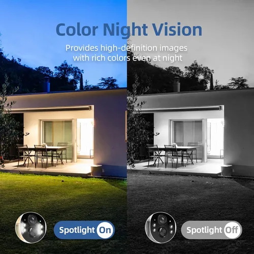 Vista 8 de Cámara de seguridad celular 4G LTE, cámara de seguridad sin WiFi, cámara solar de 2.5K para exteriores inalámbrica, vista en vivo de 360°, foco