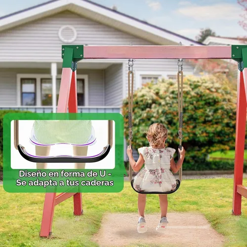 Vista 2 de BeneLabel Asiento de columpio resistente con cuerda ajustable, asientos de columpio de plástico para niños, asiento de columpio negro de repuesto 1