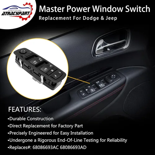 Vista 3 de Interruptor maestro de ventanilla eléctrica 3 PINES + 8 PINES Verificación requerida Reemplazo para Dodge Durango 2011 – 2014, Jeep Grand