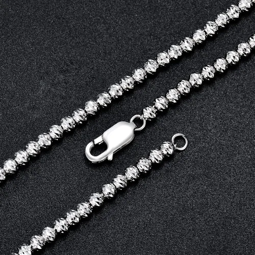 Vista 2 de CEKAMA Cadena de cuentas de plata de ley 925 para hombres y mujeres, cadena brillante de 0.118in, 18 a 26 pulgadas, joyería de regalo para Navidad