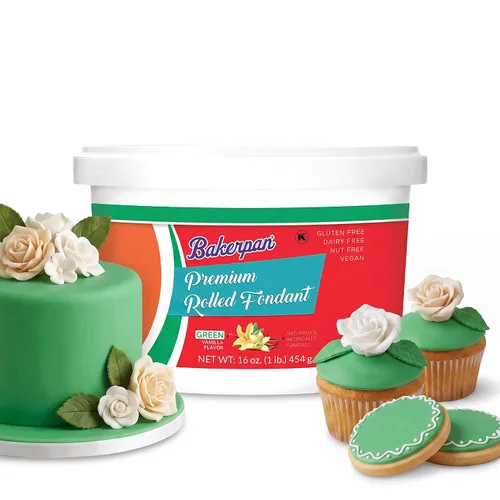 Vista 16 de Bakerpan Fondant negro enrollado prémium para decoración de pasteles, 1 libra, sabor vainilla