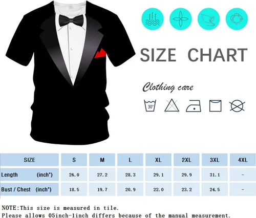 Vista 5 de LAOLIUSN Camisetas de esmoquin para hombre, disfraz de esmoquin, camiseta de regalo