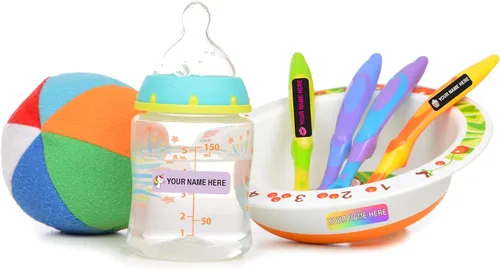 Vista 3 de Etiquetas de nombre personalizadas. Las etiquetas impermeables aptas para lavavajillas son ideales para la escuela y la oficina, ropa de guardería