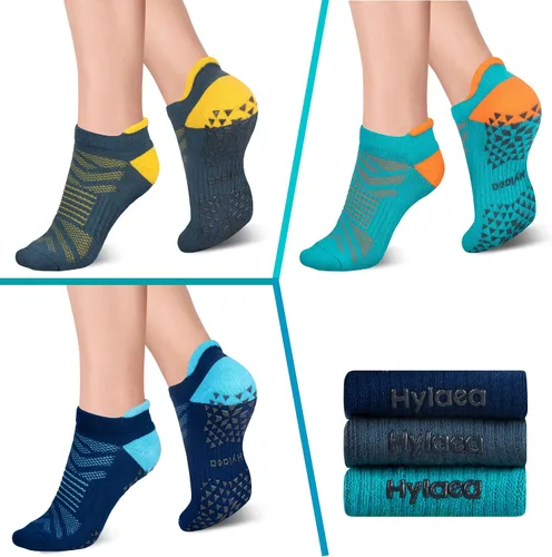 Vista 2 de Hylaea Calcetines antideslizantes unisex para yoga, hospitales, pilates y barre, al tobillo, acolchados