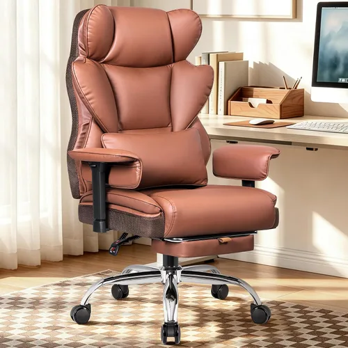 Vista 2 de BESTFAIR Silla de oficina grande y alta, silla ejecutiva de capacidad de 400 libras con respaldo alto y reposapiés, silla de oficina ergonómica